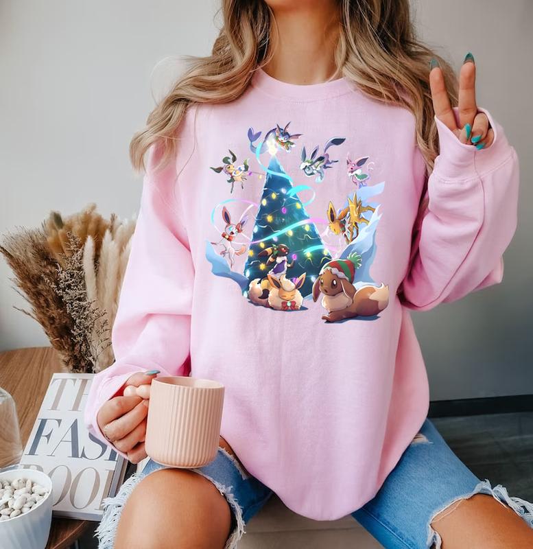 Eevee Evolutions Christmas Sweatshirt, Eevee Xmas Sweater, Sylveon, umbreon, Espeon, Flareon Anime, Anime Sweatshirt, Christmas Eevee Shirt
