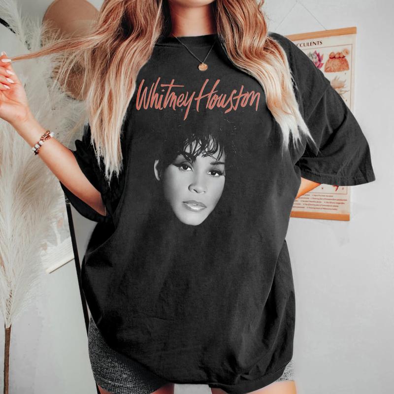 Vintage 90s Whitney Houston Graphic Tee - The Voice - I Will Always Love You - Music Shirt - Tribute to an Iconic R&B Pop Diva - Rest In Peace Whitney