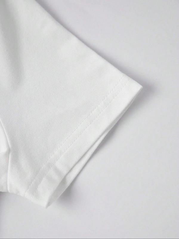 Women's Letter Print Round Neck Crop Tee, Casual Short Sleeve Crew Neck T-Shirt for Summer, Graphic Tees,Â Streetwear Women's Top for Daily Wear