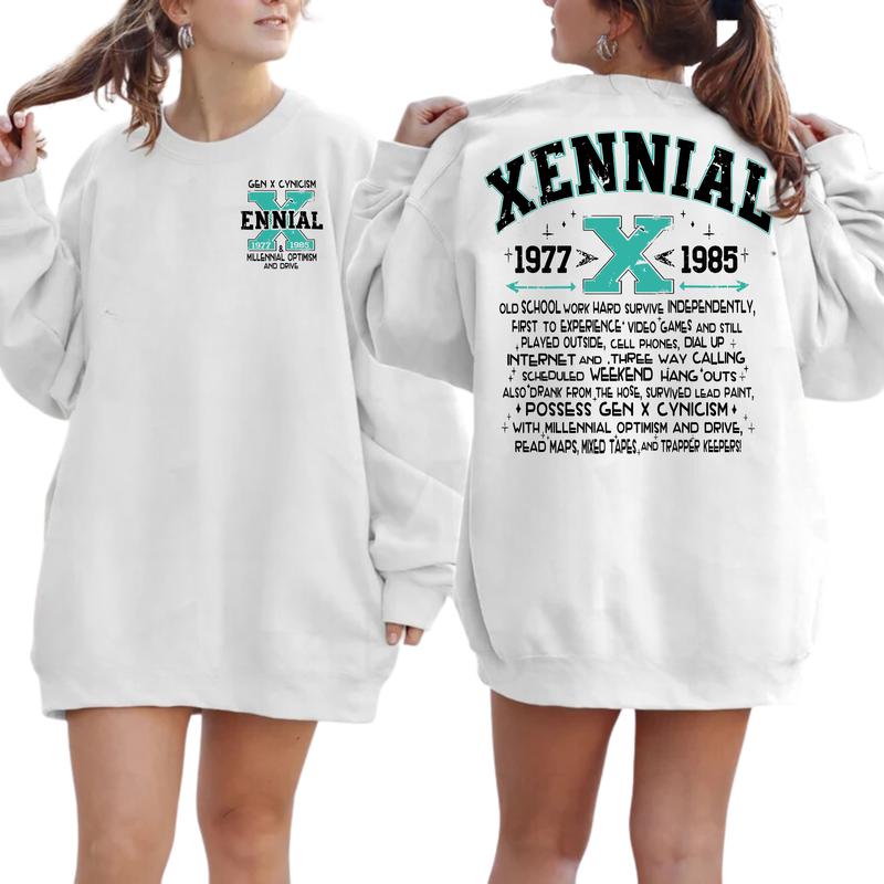 Xennial Gen X T-Shirt Funny Adult Graphic Print, Trendy Retro Style For Men, Women