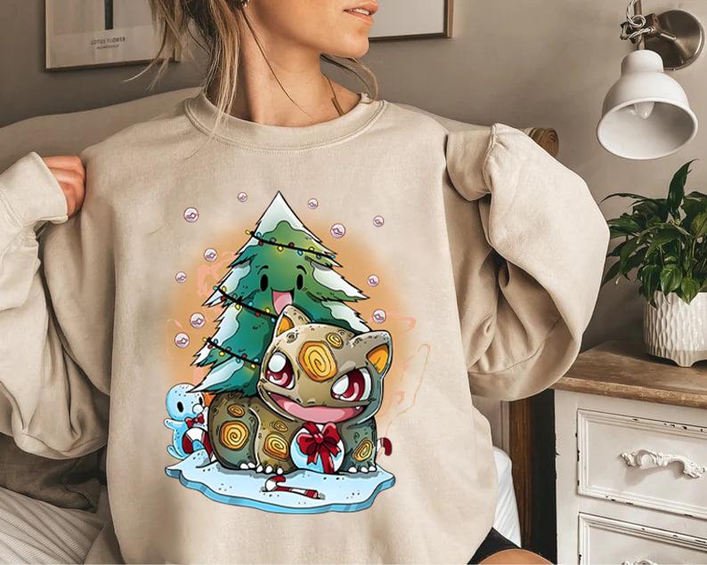 Bulbasaur Christmas Tree Sweatshirt, Bulbasaur Christmas Sweater, Anime Christmas Tree Shirt , Vintage Bulbasaur Christmas Pine Tree, Christmas Pokemo