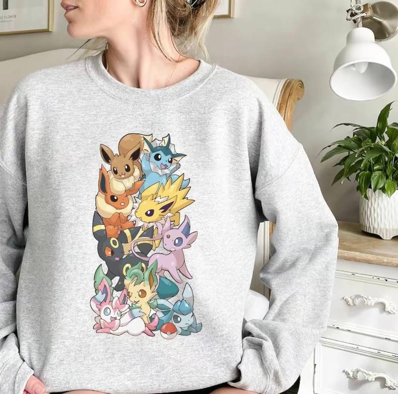 Eevee Eeveelution Sweatshirt, Slyveon, umbreon, Espeon, Flareon Anime, Anime Sweatshirt, Pokemon Silhouette Sweatshirt, Pokemon Lover Gift, Pokemon Sw