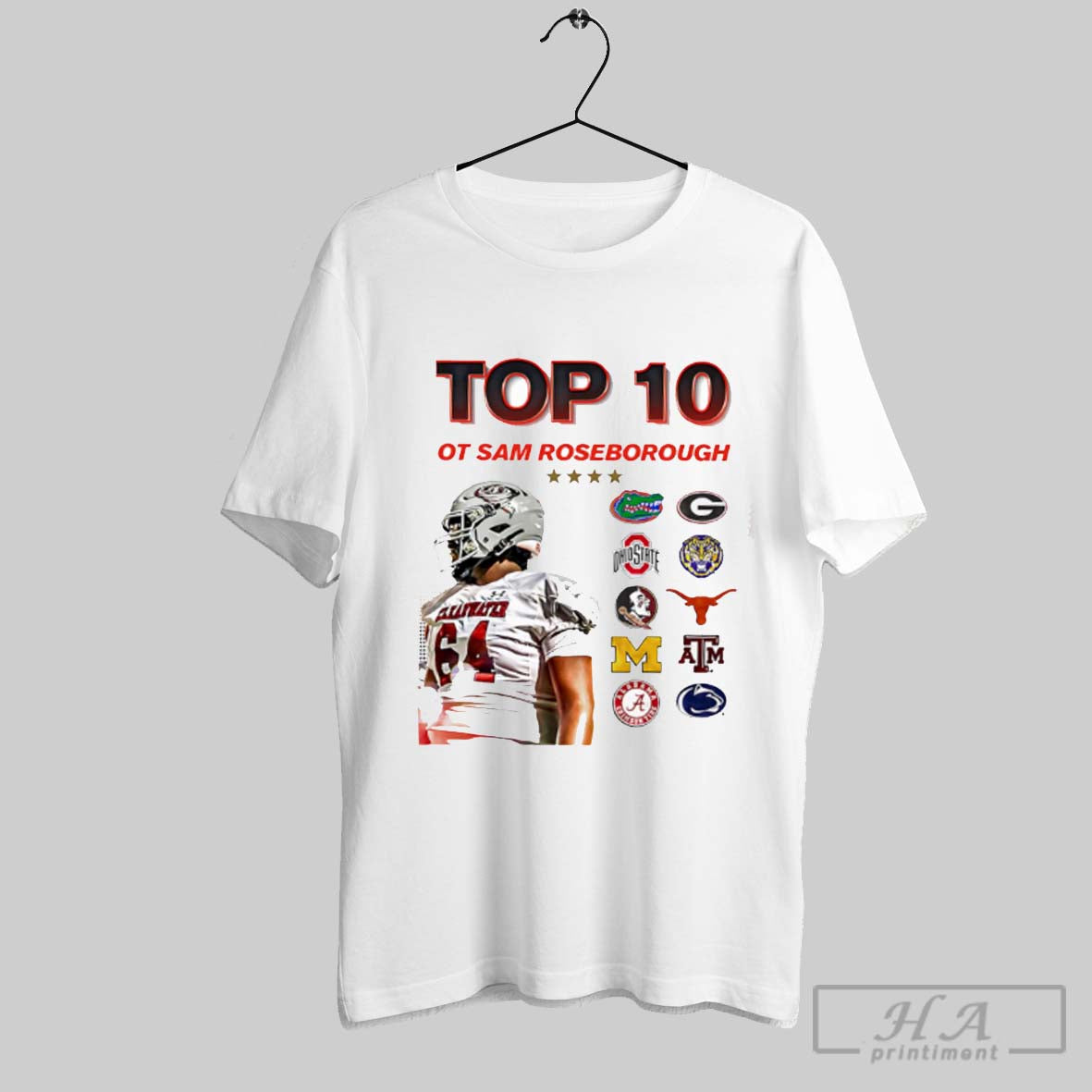 Wheres Home Ot Sam Roseborough Football Player Pose Graphic Top 10 Logo Shirt