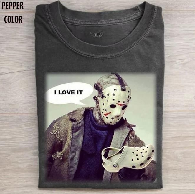 Jason Likes Slippers Funny Vintage T-shirt, Jason Voorhees Horror Movie Shirt, Horror Character, Funny Halloween Shirt, Unisex T-Shirt, Gift For Men W