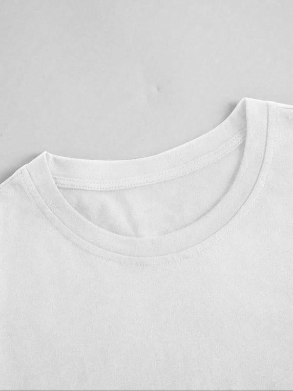 Women's Car & Letter Graphic Round Neck Half SleeveÂ Tee, Casual Drop Sleeve T-Shirt for Daily Wear, Ladies Clothes for All Seasons