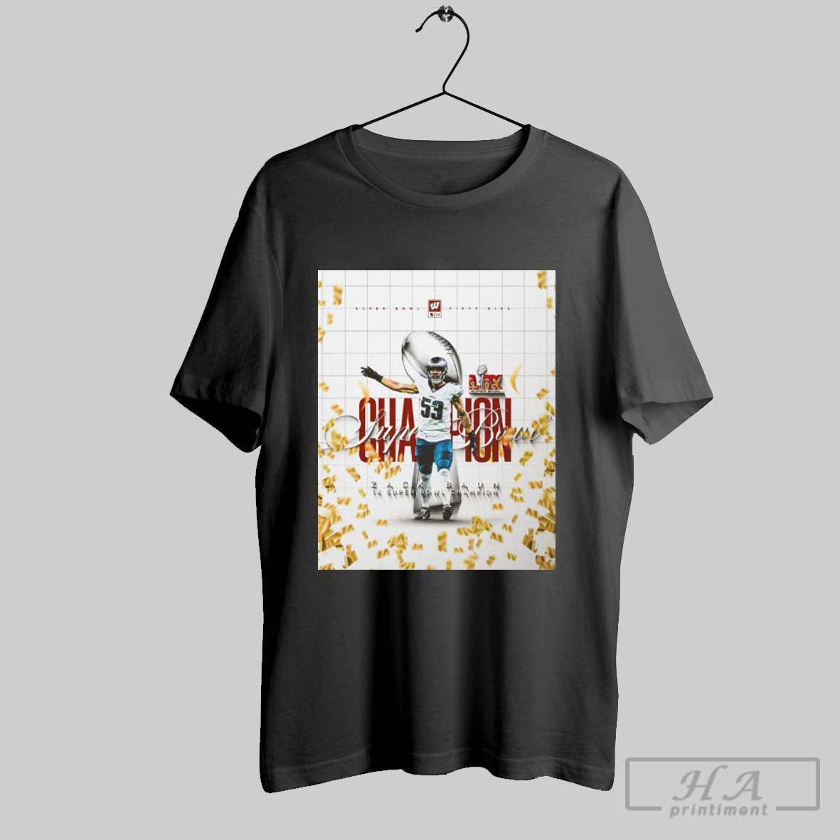 Wisconsin Football Congratulations Super Bowl Lix Champ Zach Baun 1x Super Bowl Champion Poster T Shirt