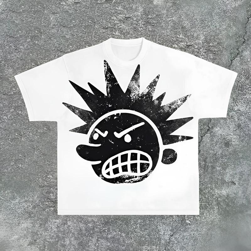 Y2K Graphic The Brain Explodes Print Short Sleeve T-Shirt TRENDY men graphic