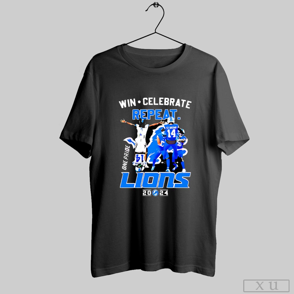 Win Celebrate Repeat One Pride Detroit Lions 2024 Graphic Shirt