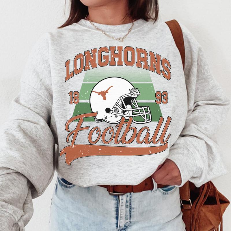 1. Texas Longhorns Vintage NCAA Sweatshirt, University of Texas Football Sweatshirt, Classic Sportswear Gifts for Fans, Men & Women