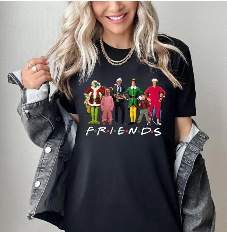 Christmas Friends Movie Characters Sweatshirt, Friends Movie Christmas T-Shirt Sweatshirt Hoodie, Vintage Movie Shirt, Xmas Gift Sweater, Friends Fan