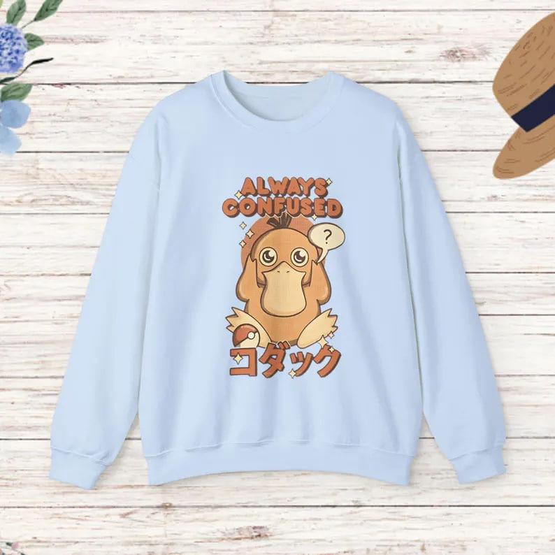 Psyduck Sweatshirt, Funny Psyduck Sweater,Pokemon Sweater, Psyduck Unisex Sweater, Psyduck Gift, Japanese Anime Shirt