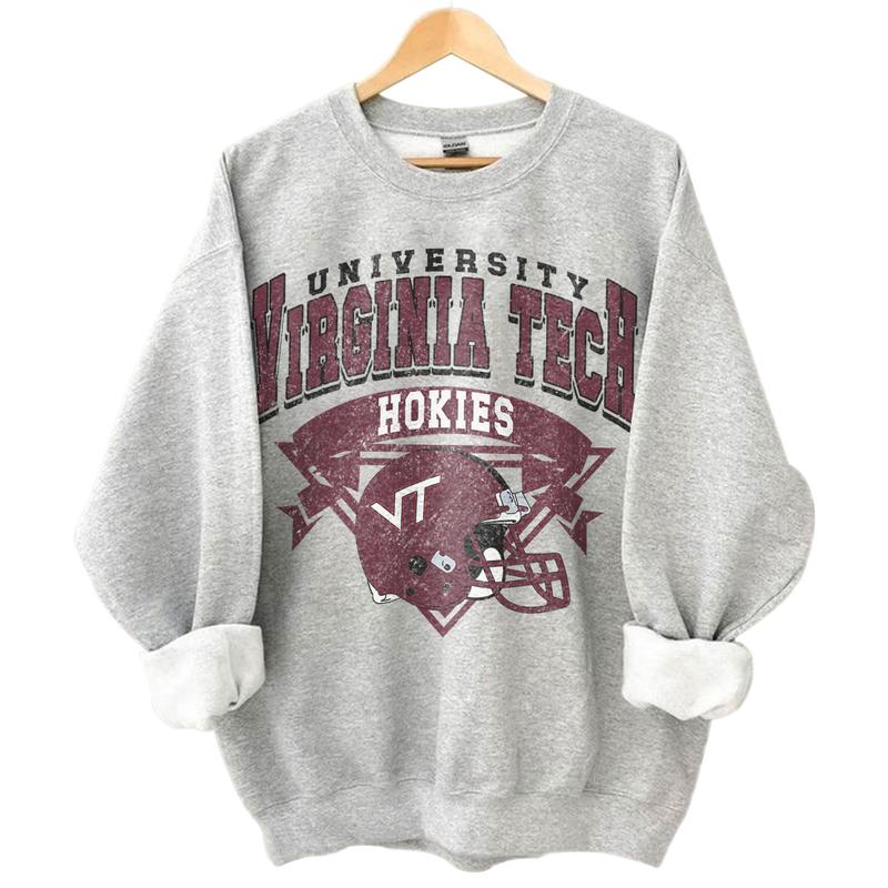 49. Virginia Tech Hokies Vintage NCAA Sweatshirt, University Sports Gear, Classic Football Team Apparel Gifts