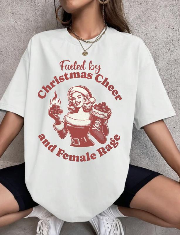 Feminist Christmas Sweatshirt - TShirt - Hoodie, Fueled By Christmas Cheer and Female Shirt, Funny Liberal Holiday Tee, Unisex Womenswear Pullover