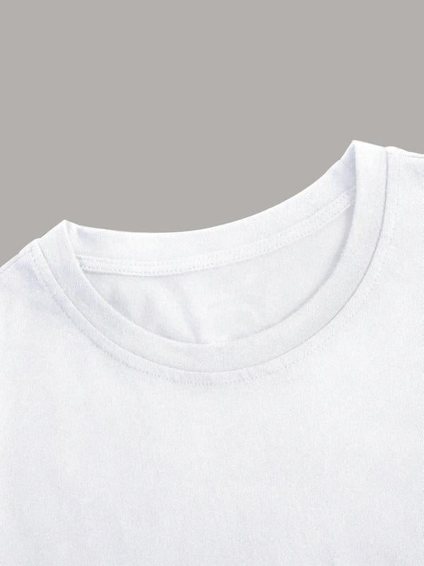 Women's Vintage Letter Print Round Neck Graphic Tee, Graphic Tees, Casual Short Sleeve T-Shirt for Summer, Fashion Women's Top for Daily Wear