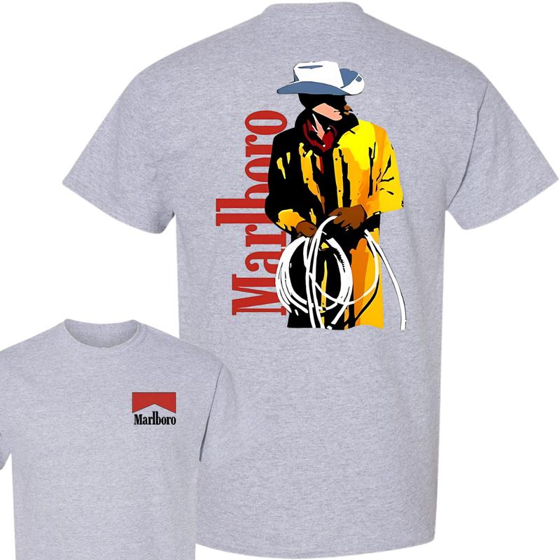 2 Sides Vintage 80s Marlboro Cowboy Shirt, Marlboro Shirt