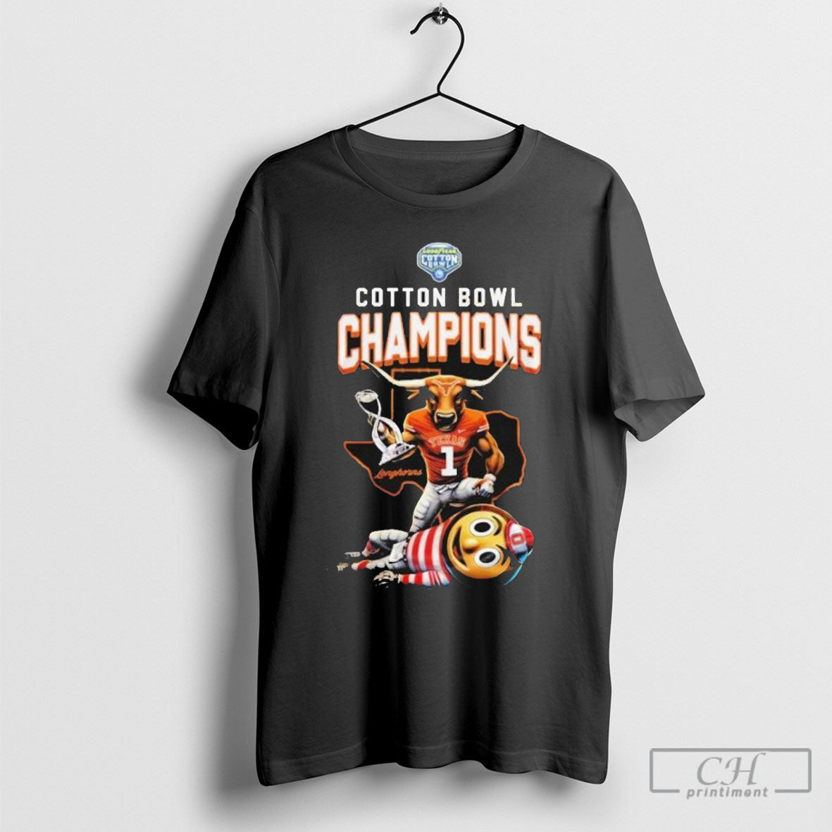Texas Longhorns Goodyear Cotton Bowl Champions 2025 Mascot T Shirts