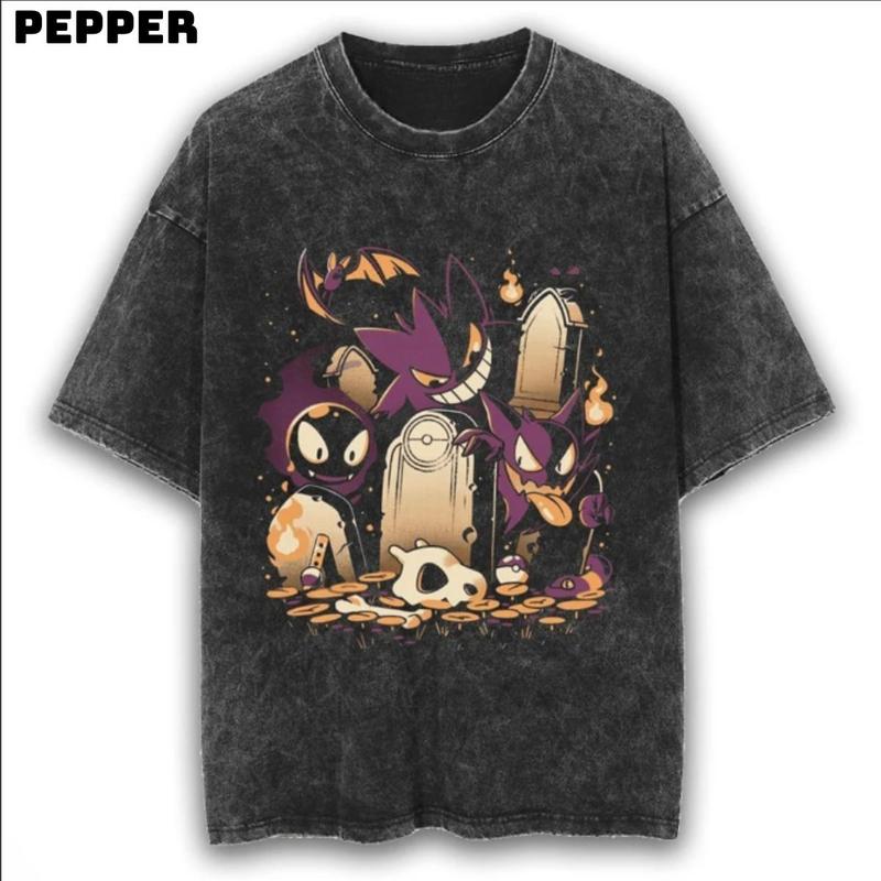 Graveyard Gengar Vintage Pokemon Shirt, Gift for Him & Her, Unisex Anime Tee, Trendy Pokemon Graphic, Cute Top for Fans