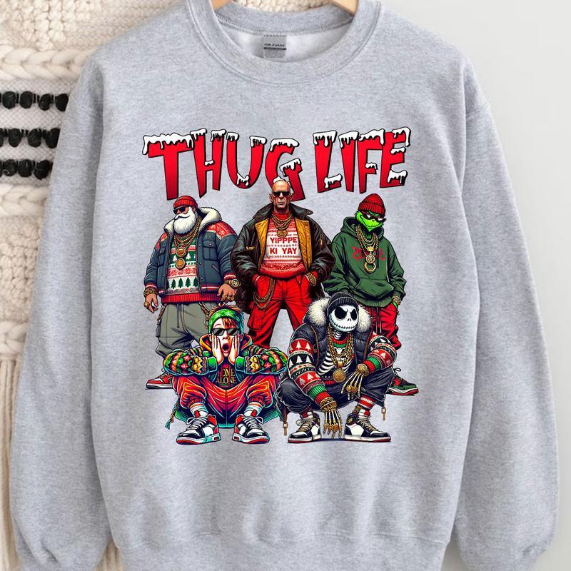 TC13 THUGLIFE Christmas Shirt, Christmas Movies Sweatshirt, Xmas Graphic Tee Comfort Cotton Fabric
