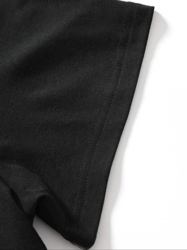 Women's Cartoon Bear & Letter Print Round Neck Tee, Casual Short Sleeve T-shirt,fall Outfits 2024, Womenswear Top, Graphic Tees, Back To School Outfit