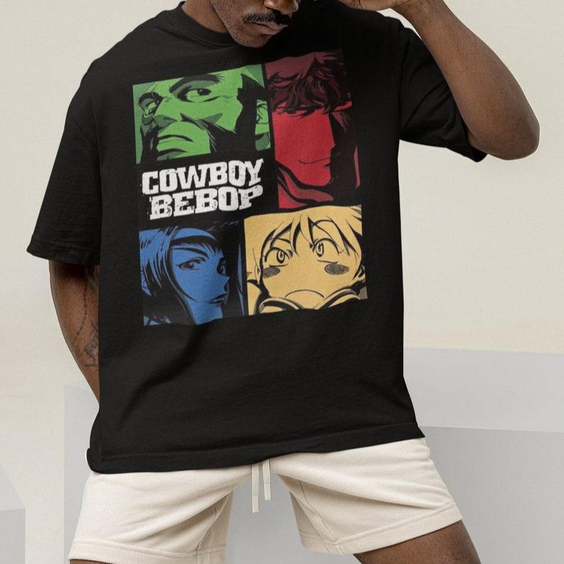 Retro Cowboy Bebob Manga T-shirt, Whatever Happens Tshirt, Graphic Airplane Anime Unisex Shirt Cotton Menswear