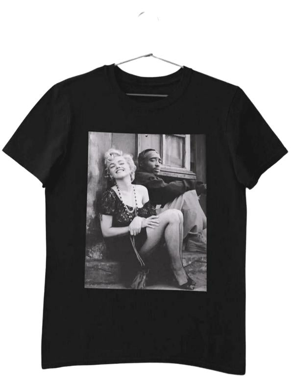 Vintage Tupac X Marilyn Monroeunique T-Shirts,Unisex Cotton Graphic Tee