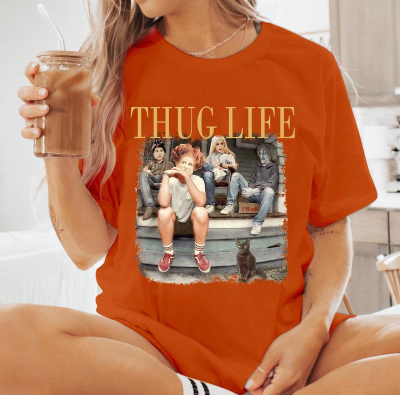 Thug Life Halloween Shirt, Retro  Movie Shirt, Retro Halloween Character TShirt  Cotton Womenswear