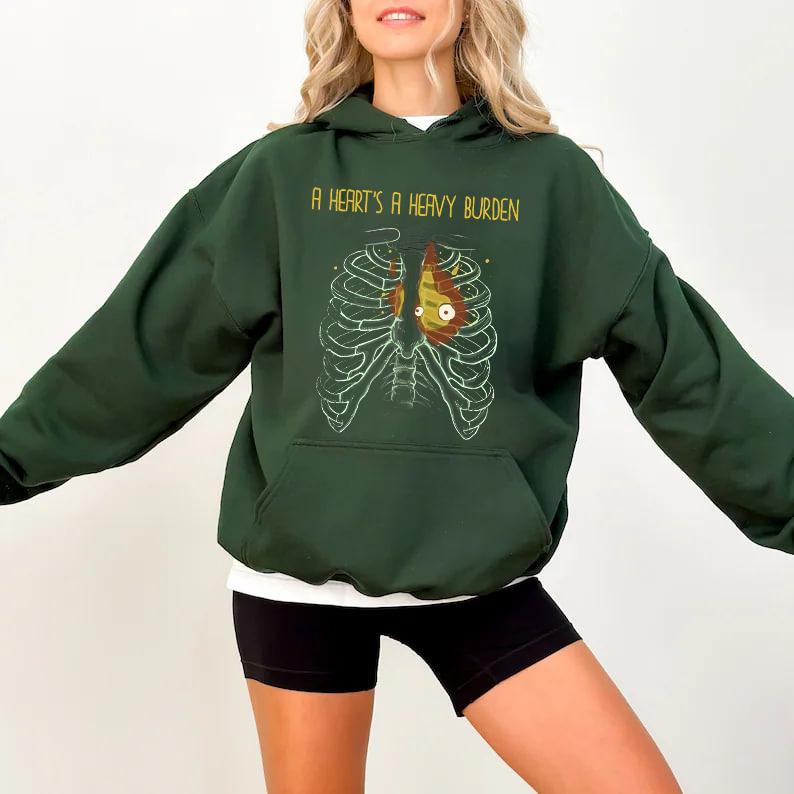 A heart's A Heavy Burden T-shirt Sweatshirt Hoodie  Sophie Hatter quote  Miyazaki sweatshirt  Anime sweatshirt  Howls Castle Shirt