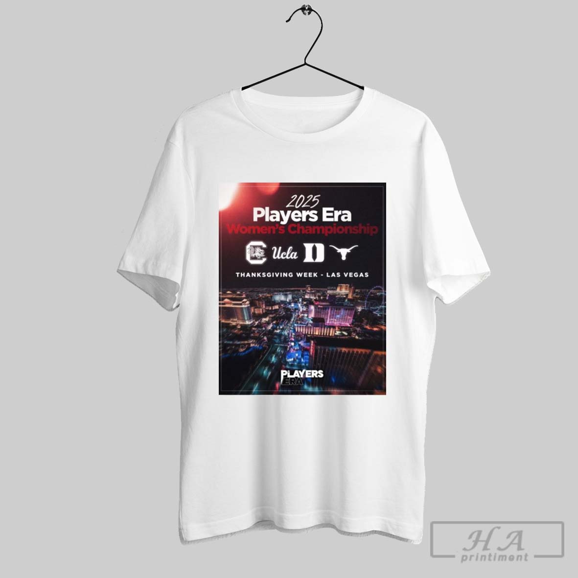 Poster 2025 Players Era Womens Championship Gamecocks Ucla Duke Longhorns Thanksgiving Week Las Vegas T Shirt