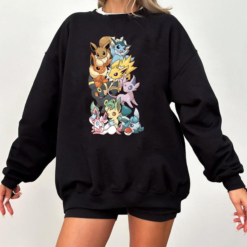 Eevee Eeveelution Sweatshirt, Slyveon, umbreon, Espeon, Flareon Anime, Anime Sweatshirt, Pokemon Silhouette Sweatshirt, Pokemon Lover Gift, Pokemon Sw