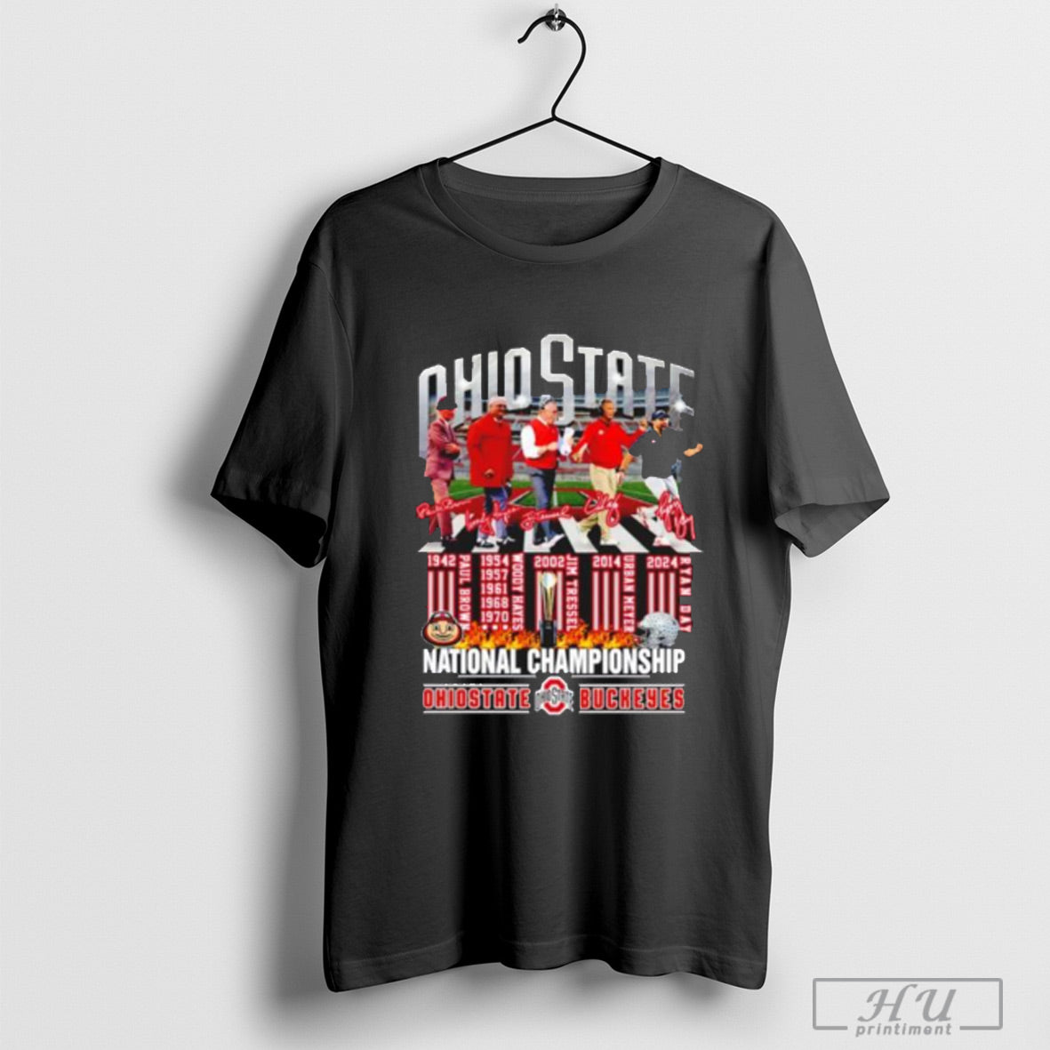 Trendy Ohio State Buckeyes Paul Brown Woody Hayes Jim Tressel Urban Meyer Ryan Day National Championship T Shirt