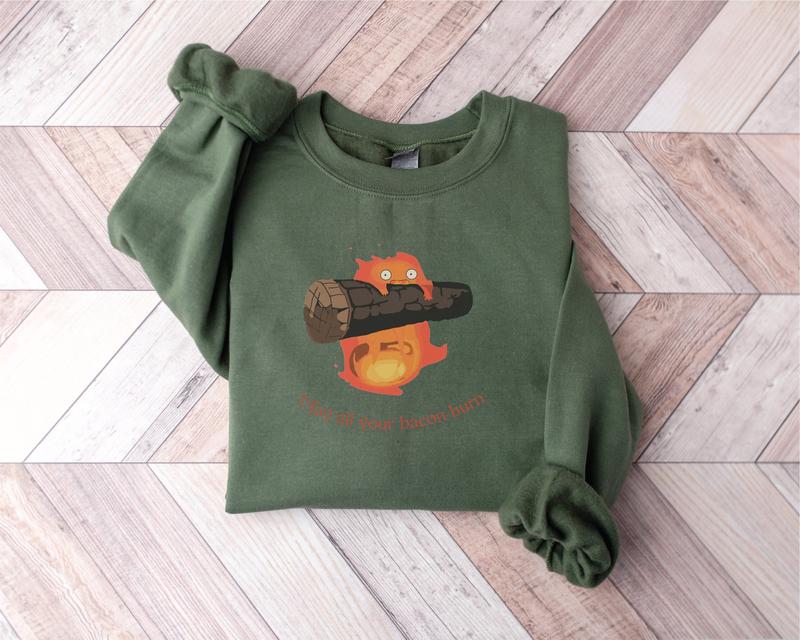 Calcifer Sweatshirt, Studio Ghibli Miyazaki Shirt, Howls Moving Castle Anime Hoodie