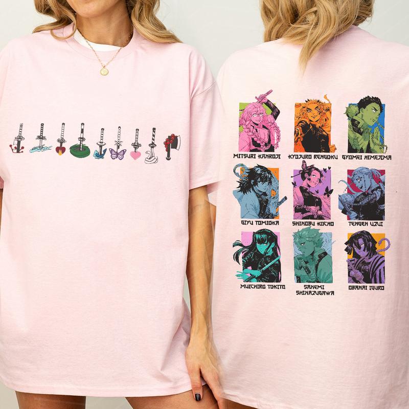 Hashira sword chibi style 2 sides shirt, Demon Slayer t-shirt, Anime sweatshirt hoodie, Anime lover t-shirt