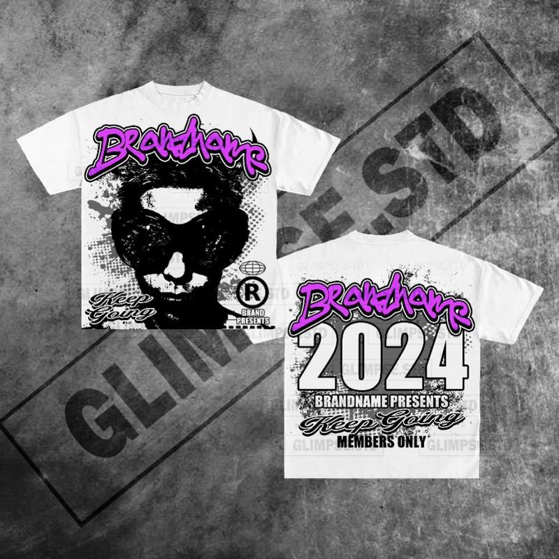 Y2K Graphic Keep Going Personalize Printed Tshirt Casual Cotton