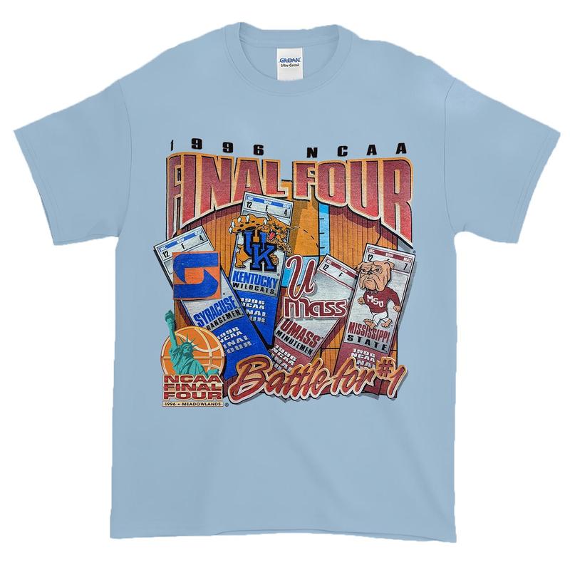 1996 NCAA Final Four SYRACUSE, KENTUCKY WILDCATS, UMASS, MISSISSIPPI STATE Champions T-shirt, Battle for #1 T-shirt Cotton