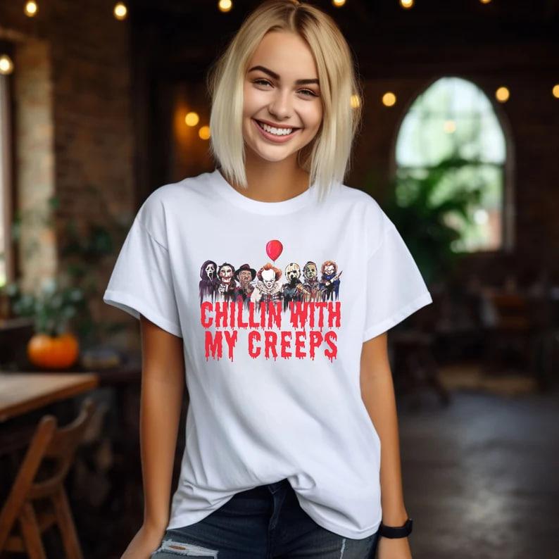 Halloween Friends Shirt, Halloween Characters Friends Sweatshirt, Halloween Movie Character Tee Scary Friends Shirt