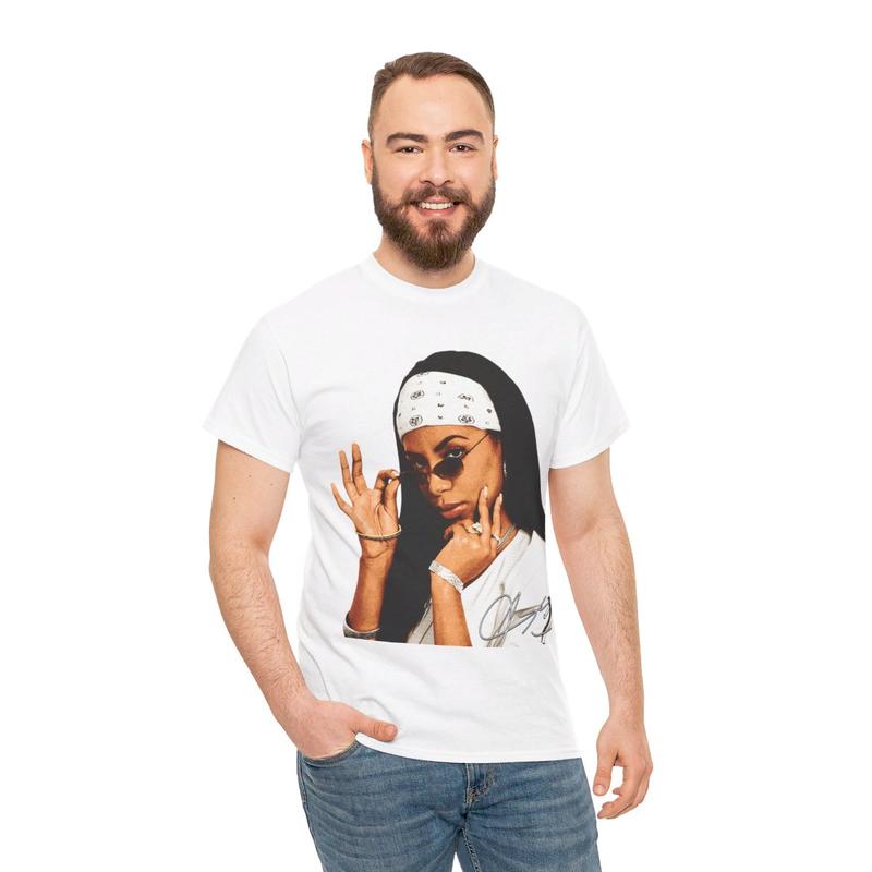 Aaliyah T-Shirt Rap Tee RNB Concert Merch Rare Hip Hop Graphic Print Casual Classic Cotton Menswear Retro Top Vintage Comfy