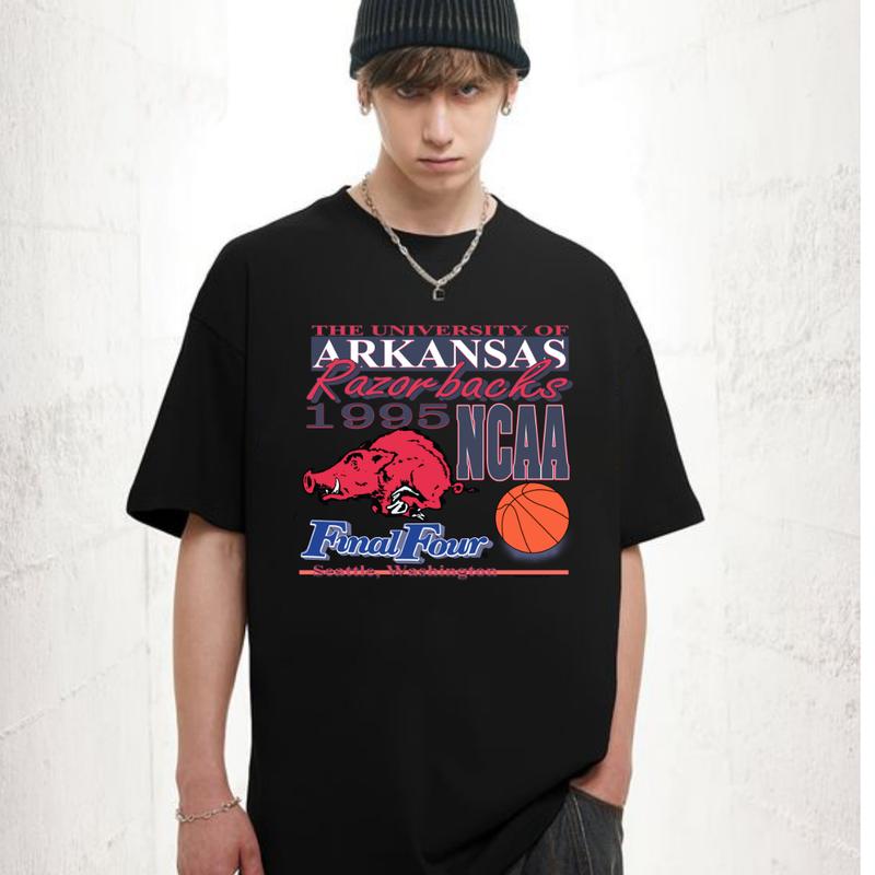 1995 NCAA Final-Four Arkansas Razorbacks Official T-Shirt Casual Classic Clothing Cotton Menswear Top Athletic Short Sleeve Tee Tshirt Underwear Stree