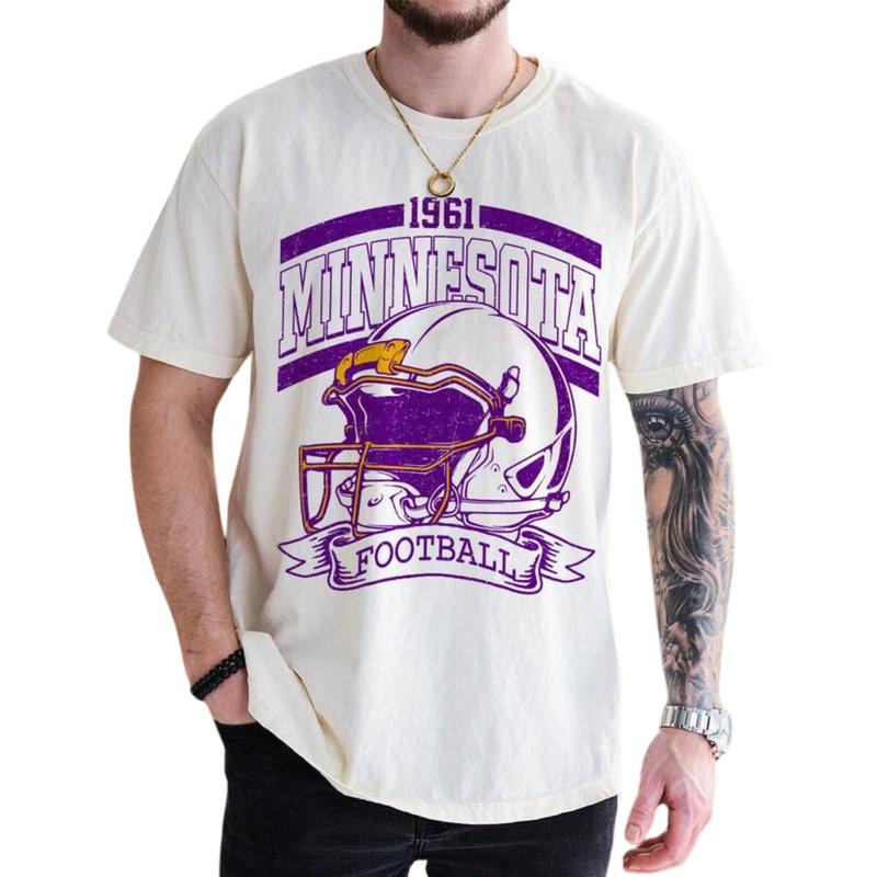 Vintage 90s Style Minnesota Football tshirt, Game Day Shirt, Minnesota Team Football T-Shirt Classic Top Collar Decoration Graphic Cotton Fabric