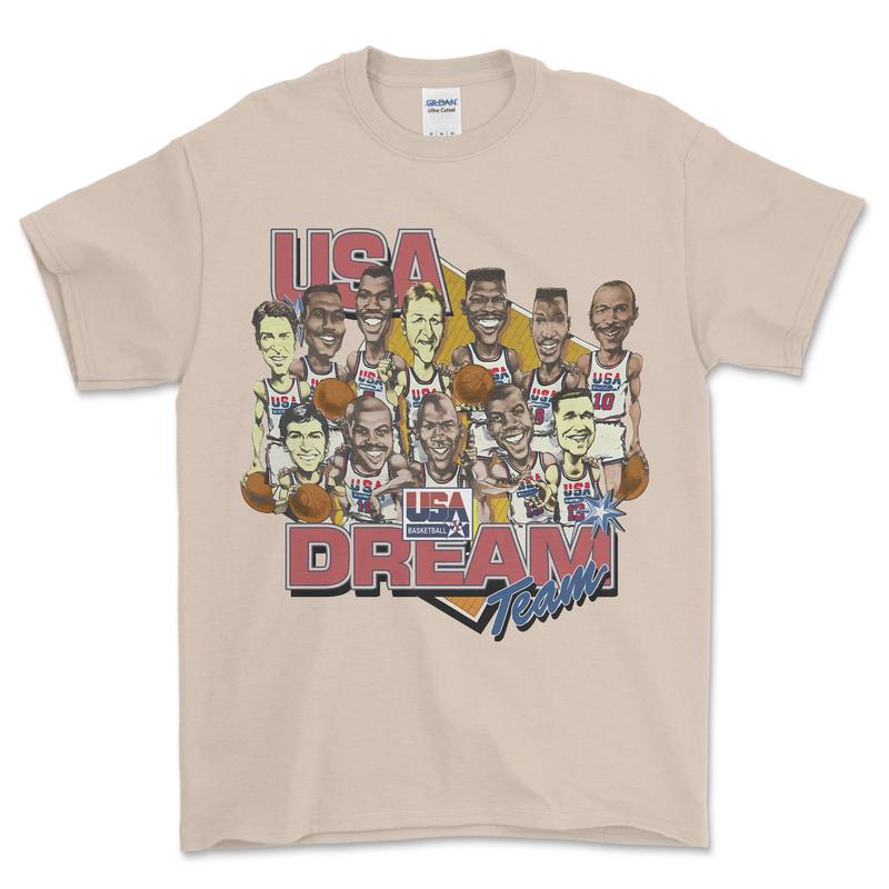 Vintage 1992 Dream Team Basketball Caricature Shirt, graphic vintage sports tees for men