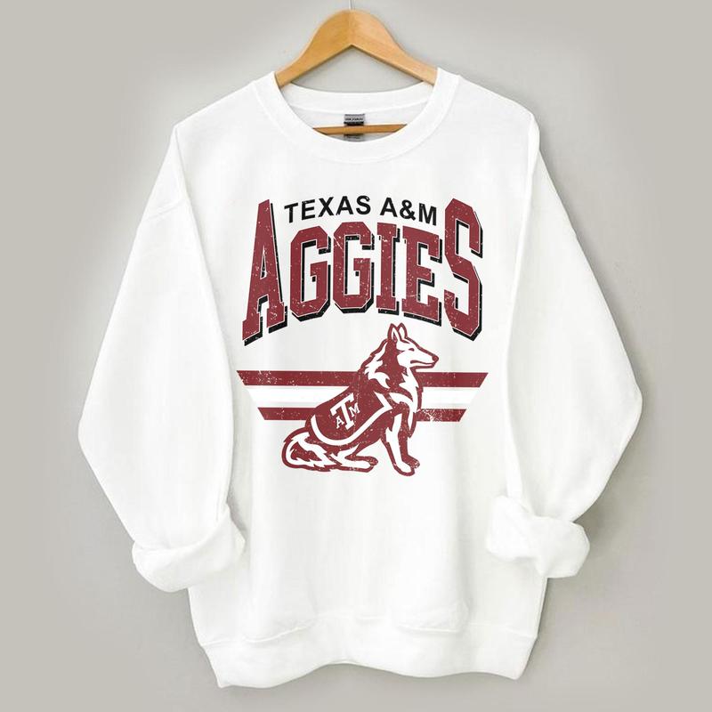 Vintage NCAA Sport Team Texas A&M Aggies Shirt, Graphic Basketball, Football, Baseball Team Gift, Cotton T-Shirt, Men, Women, Classic Sweatshirt