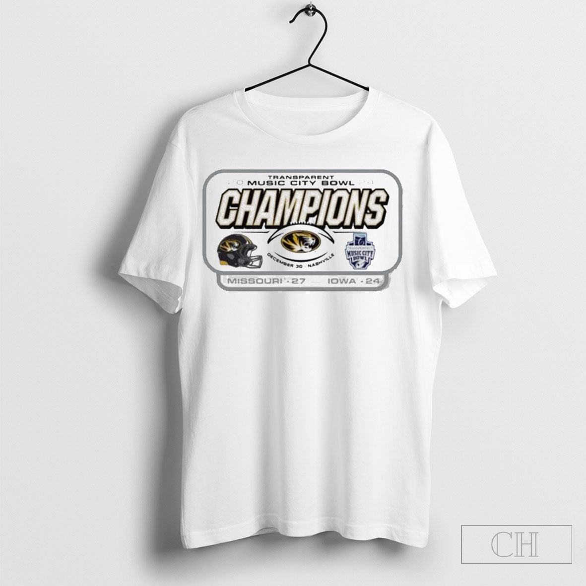 Official Missouri Tigers 2024 Transperfect Music City Bowl Champions Full Size Merchandise Shirt