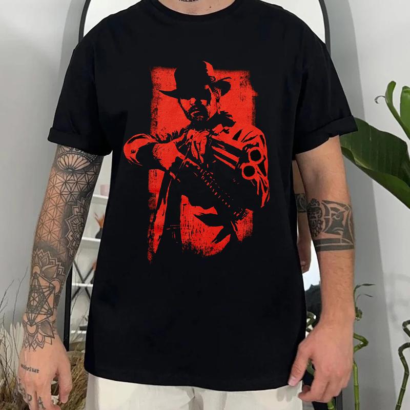 Red Arthur Morgan Vintage T-Shirt, Arthur Morgan Red Dad Redemption Shirt, Gift For Movies Lovers Casual Clothing Fabric  Sweatshirts Womenswear