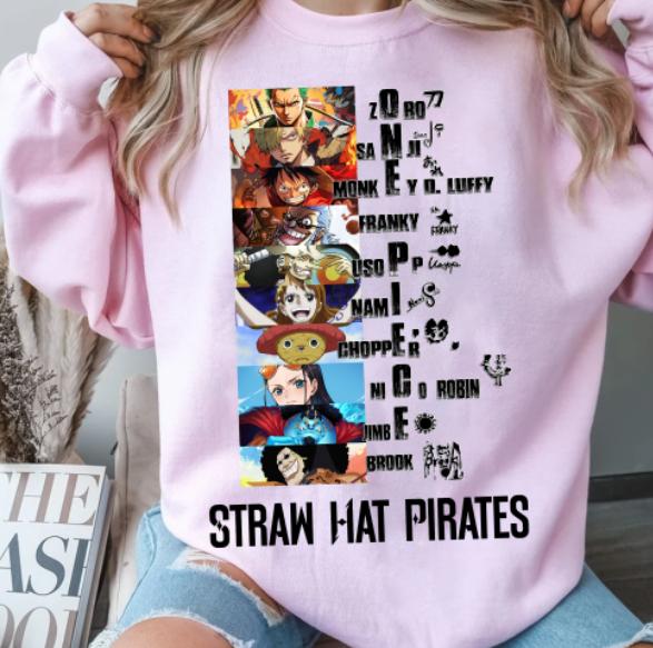 Straw Hat pira Sweatshirt, 0nepiece Sweatshirt Hoodie Shirt, animee shirt