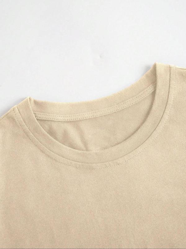 Women's Vintage Graphic Round Neck Tee, Casual Cowboy & Car Print Short Sleeve Crew Neck T-Shirt for Summer, Fashion Women's Top for Daily Wear