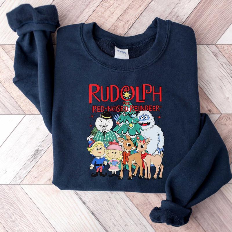 Rudolph The Red Nosed Reindeer Christmas Sweatshirt - Funny Holiday Shirt for Men and Women - Fabric, Cotton