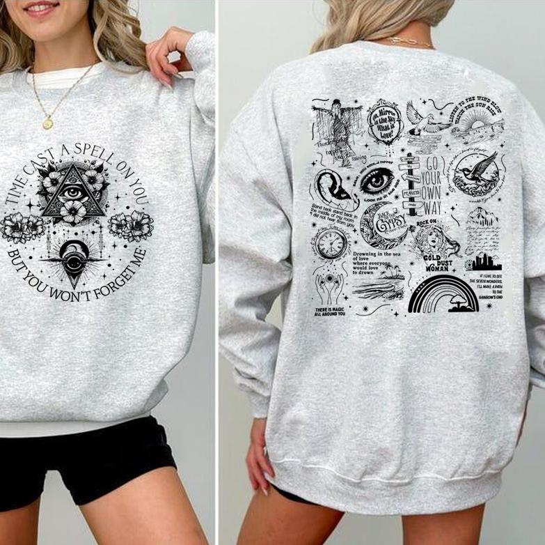 Time Cast A Spell On You But You Won't Forget Me 2 Sdile Shirt, Classic Rock Band Lover Sweatshirt, Retro Music Fan Gift, Festival Wear, Silver Tee