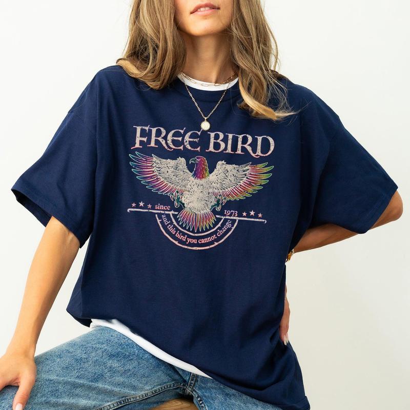 Free Bird Shirt, Old School Band T-shirt, Retro Music Shirt, Rock Band Tee, Women's Crew Neck, Crewneck Casual Comfort Casual Comfort
