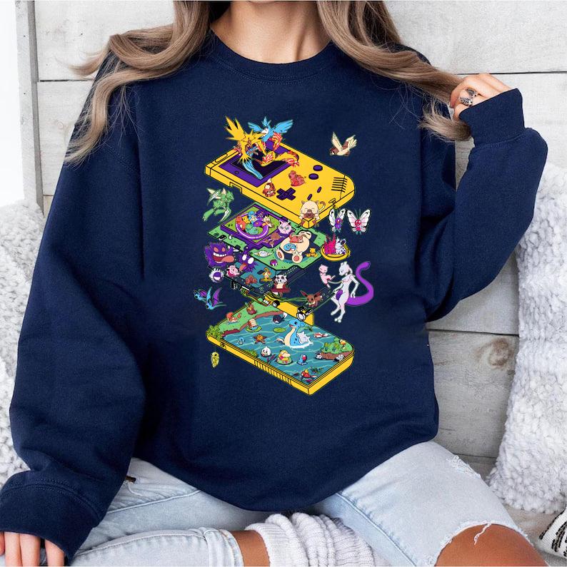 Pokemon Game Shirt, Retro Game T-Shirt for Game Lovers T Shirt Anime for Gamers, Japanese Anime, Pokemon T-Shirt,Pokemon Sweatshirt, Anime Sweatshirt