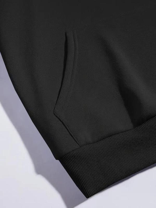 Men's Graphic Drop Shoulder Hoodie, Fashion Drawstring Pocket Sweatshirt, Regular Fit Men's Clothing for Daily Holiday Spring Wear