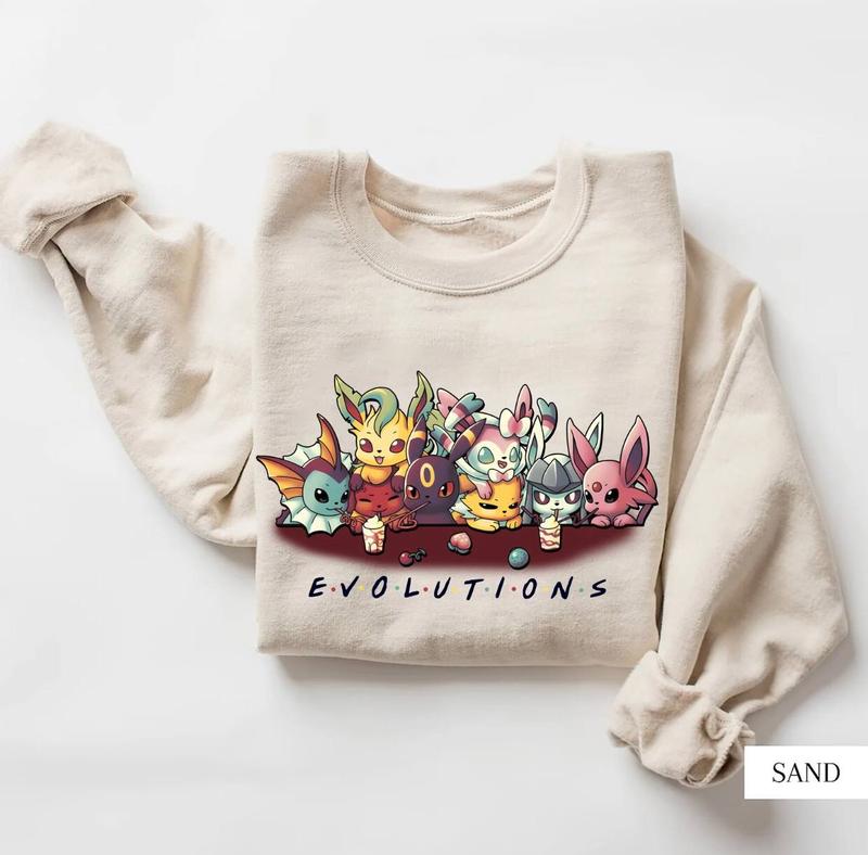 Eevee Eeveelution Sweatshirt, Slyveon, umbreon, Espeon, Flareon Anime, Vintage Anime Sweater, Anime lover gift, Anime merch, Anime Lover Sweatshirt, H